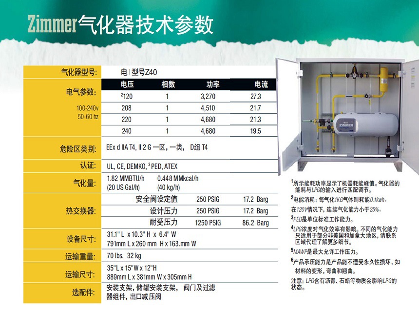 40kg氣化器技術(shù)參數(shù)